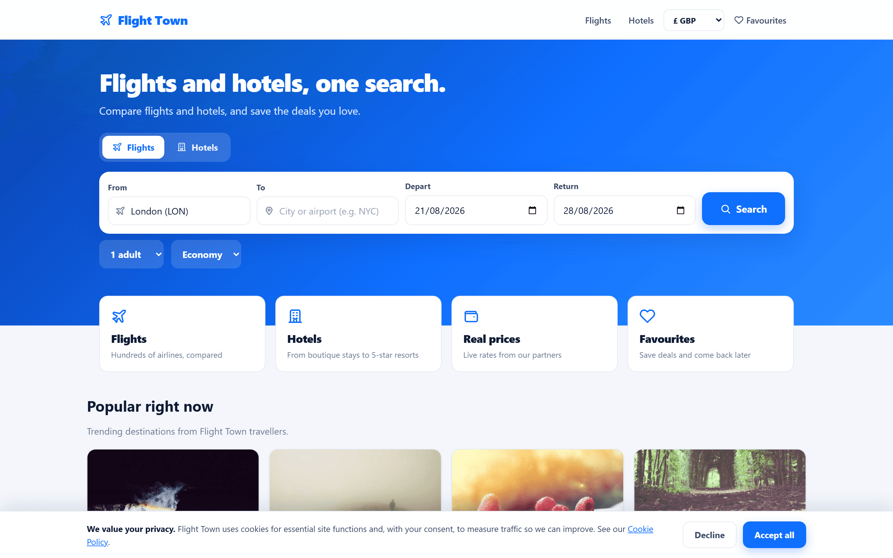 Flight Town flight and hotel search