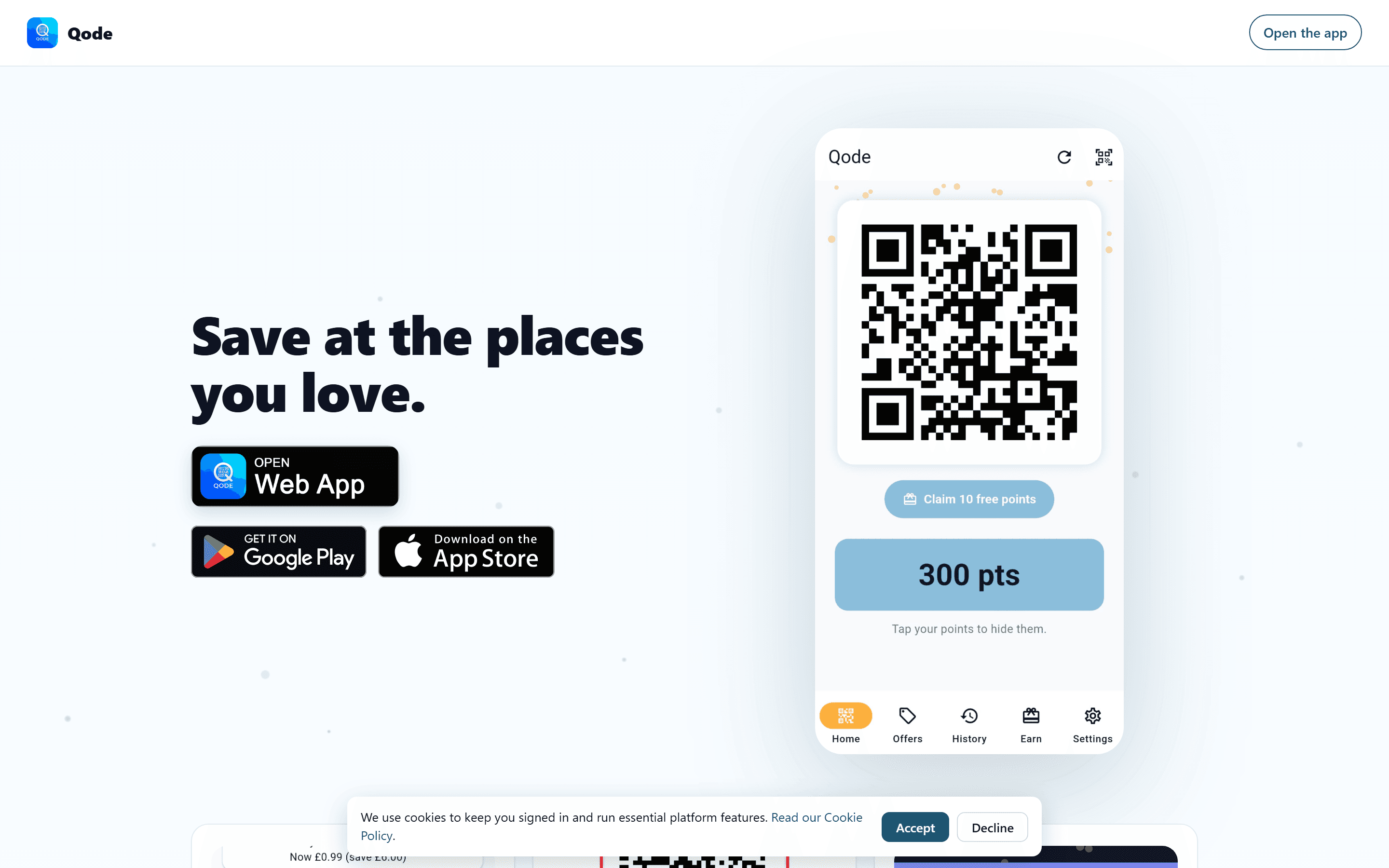 Qode Offers loyalty and coupon app